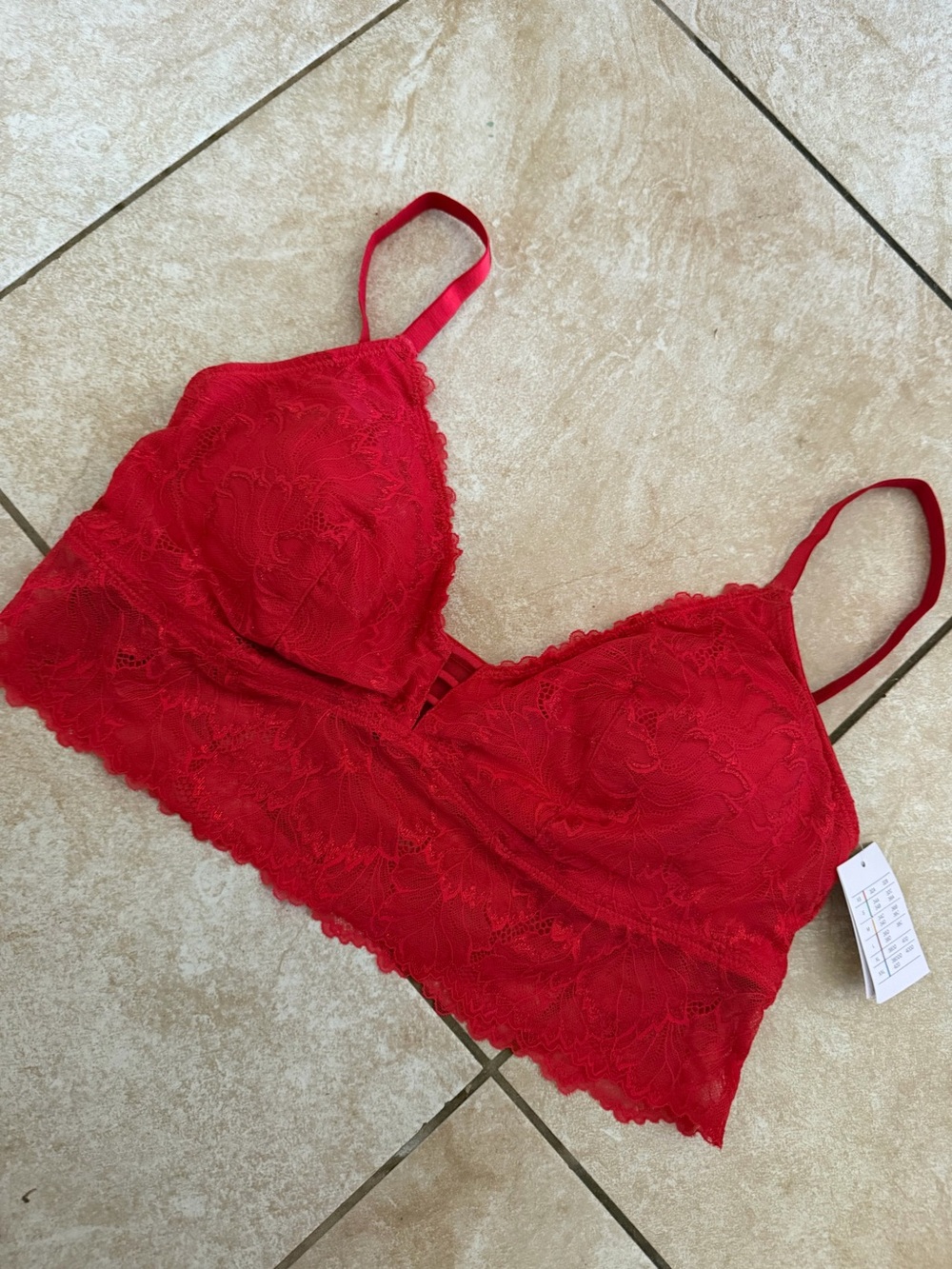 Auden Red Lace Bralette with Scalloped Hem padded sz XL